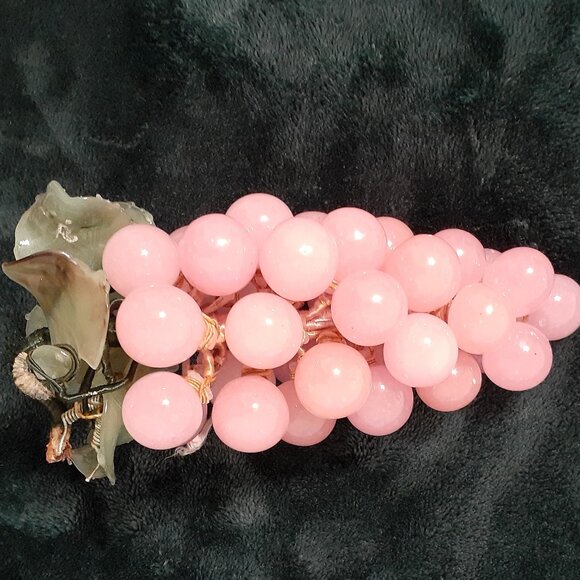 VINTAGE SALADO TEXAS WINERY PINK GLASS GRAPES GORGEOUS HEAVY GRAPES - Picture 12 of 17